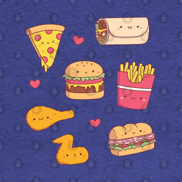 Cute Takeaway Food Doodles Pattern by rustydoodle